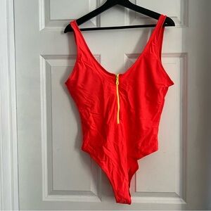 AMAZON CHYRII Women Sexy Zipper Front Low Back High Cut One Piece Swimsuit XXL